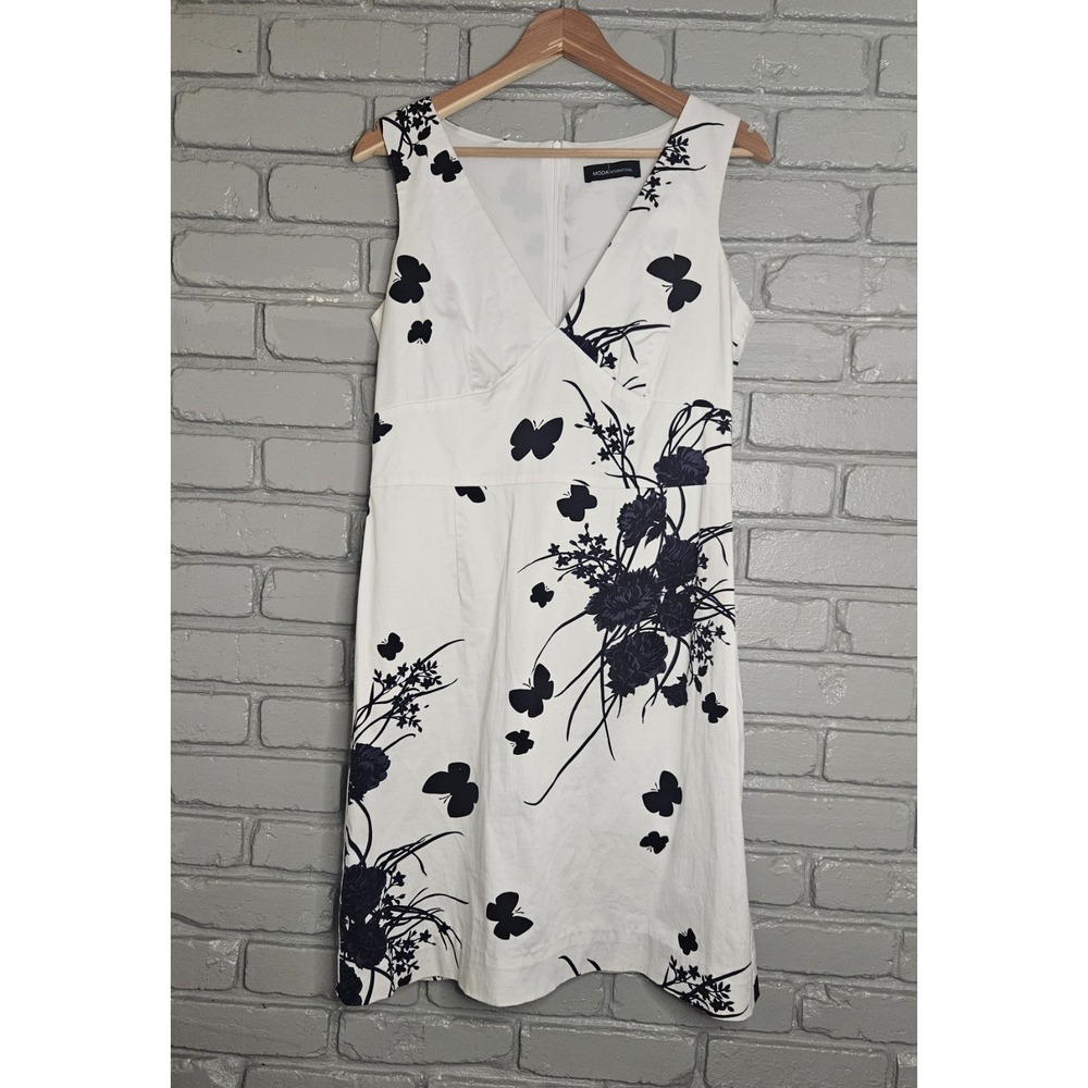 Moda International Women's Faux Wrap White Floral Sheath Dress‎ Size M/L
